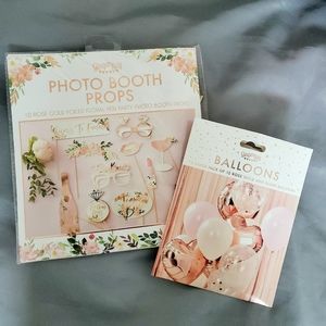 Ginger ray photo booth props and balloon bridal shower/bachelorette party set